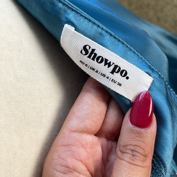 SHOWPO - PRECIOUS MAXI DRESS - PLUNGE CUT OUT DOUBLE SPLIT DRESS IN STEEL BLUE - Picture 12 of 12